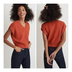 Madewell Waffle-Knit Sweater Vest Cotton Crop Preppy Academia Colorful - Small